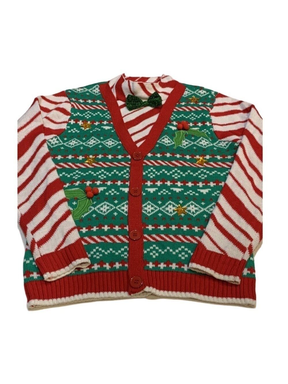 Blizzard Bay Unisex Ugly Christmas Sweater Pullover Candy Cane Stripe NWT Size L